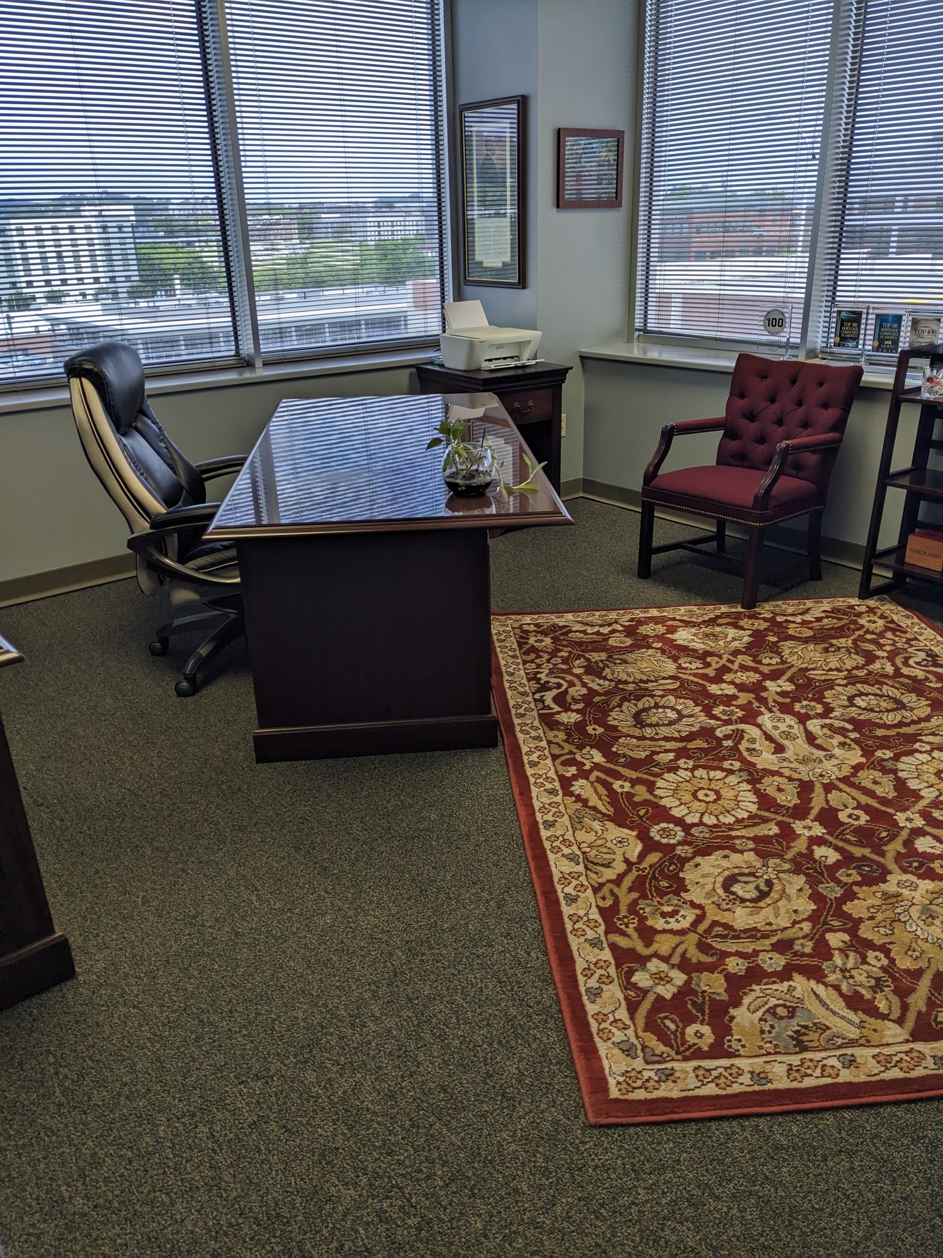 Corner private office at The Concierge Office Suites, executive furnishings
